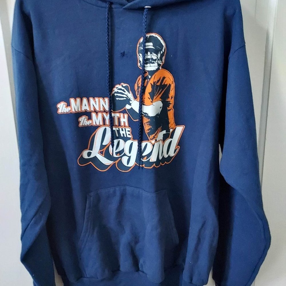 Hanes Peyton Manning Legend Sweatshirt Hoodie sz M #18 Navy Denver Broncos